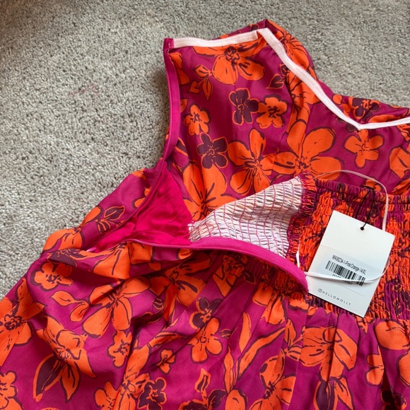 NWT Hello Molly strapless flowy pink orange floral romper corset top XL - Picture 4 of 12